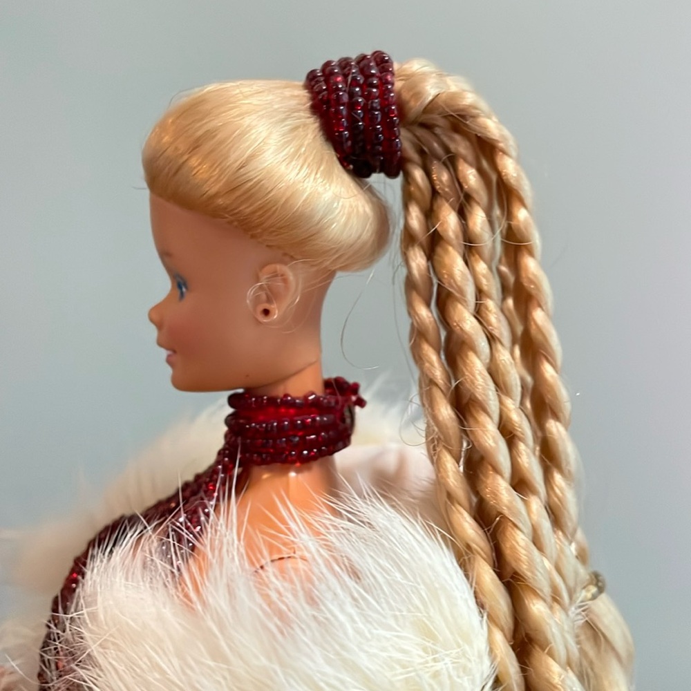 1980s Barbie wearing handmade outfit with real fur. - Picture 15 of 16
